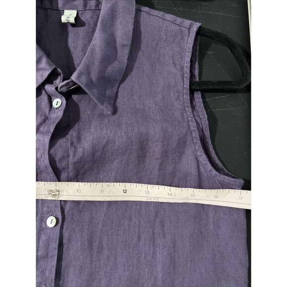 Amazhiyu Dress Small Purple Linen Button Down Midi Collar Sleeveless Pocket Boho - Picture 15 of 16